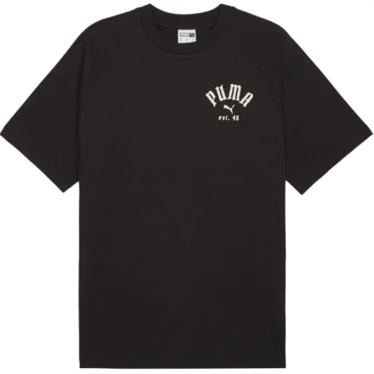 PUMA T-Shirts Men's Black Crew Neck Moderate