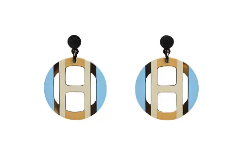 HERMES H Equipe Earrings Women's Blue