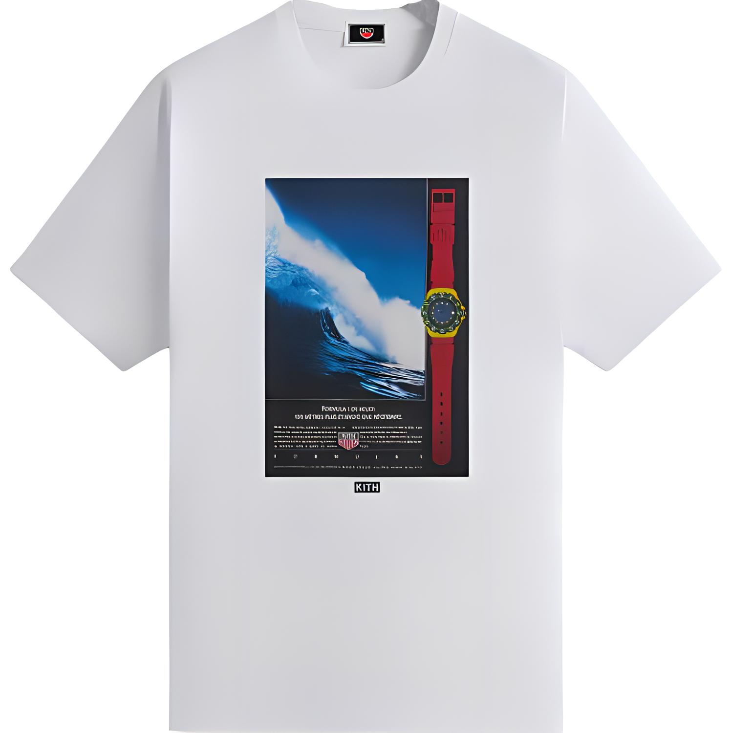 KITH Сотрудничество с TAG Heuer стиль винтаж трикотажный короткий рукав Футболка мужской стиль белый