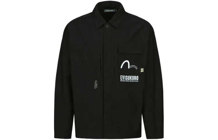 EVISU Jacket Spring Fall Men's Black