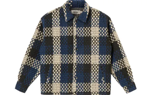 FIRE 2 COLD EGO Jackets Unisex Blue Black Plaid Lapel Thickened Other