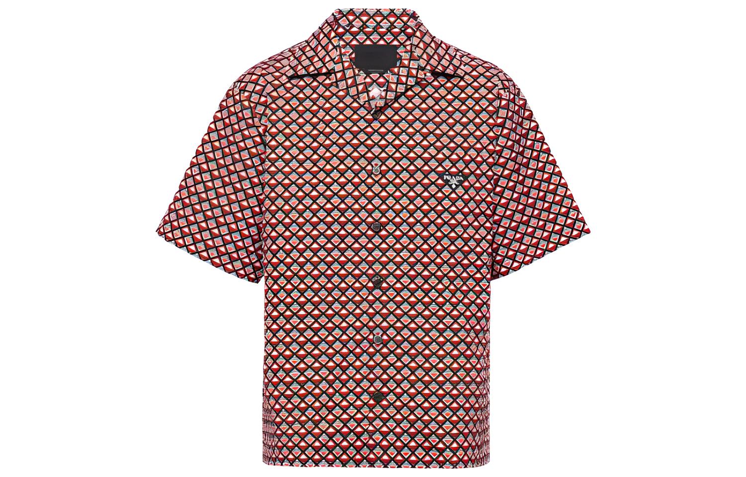 PRADA Shirts Men's Orange Red Lapel Moderate