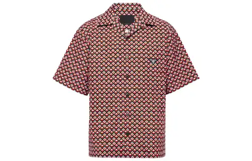 PRADA Shirts Men's Orange Red Lapel Moderate