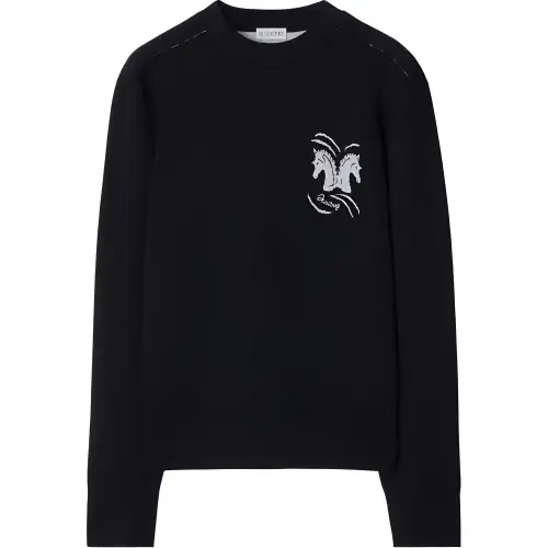 Burberry Mirrored Horse Intarsia Knit Crewneck Jumper