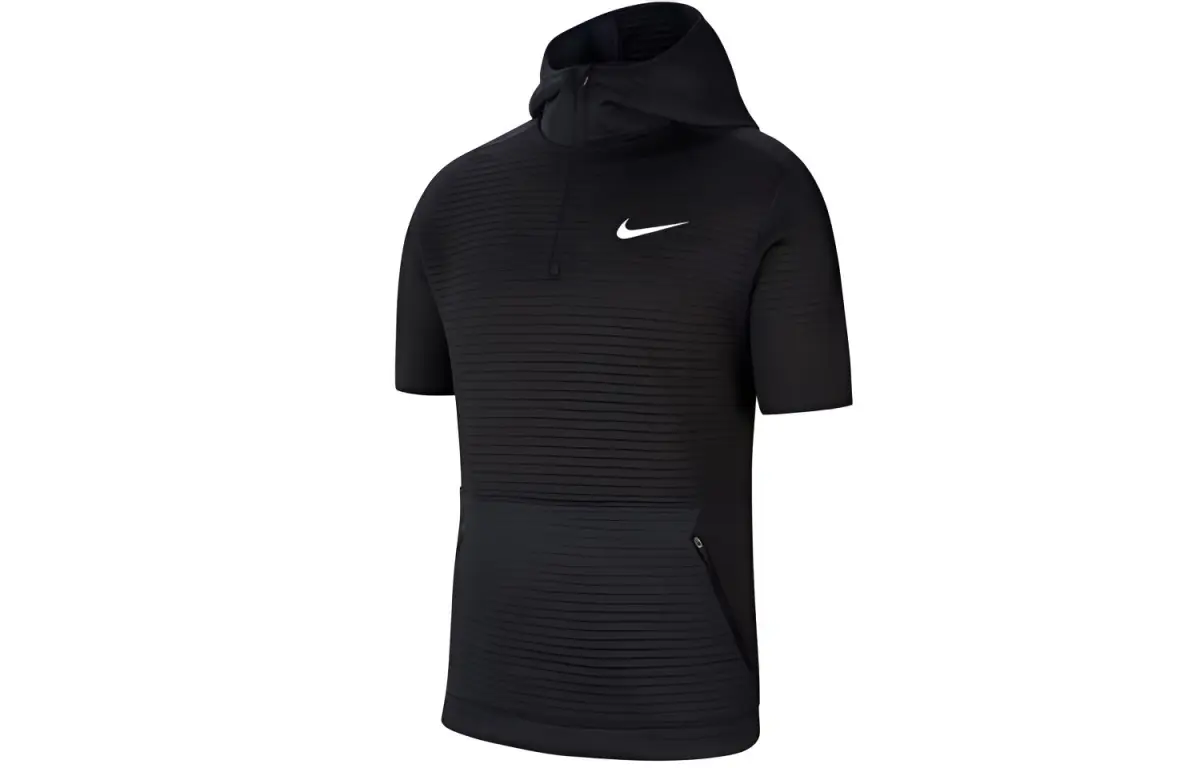 Nike T-Shirts Men's Black Stand Collar Moderate Straight Fit