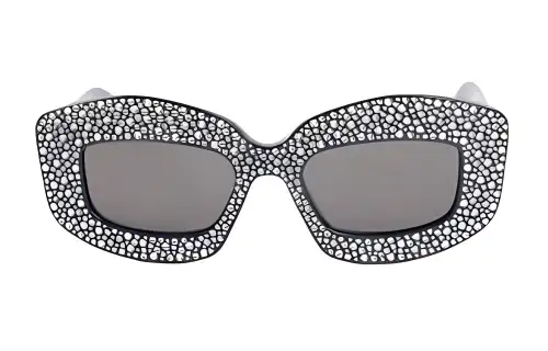 LOEWE Acetate Rhinestone Irregular Shape Sunglasses Women's Black