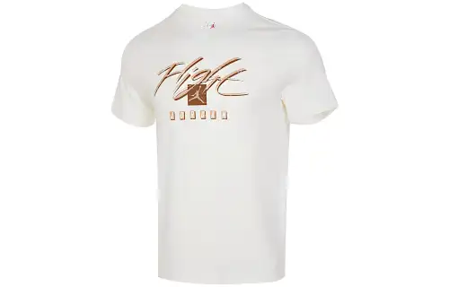 Jordan T Shirts Men's Ecru Crew Neck Moderate Straight Fit
