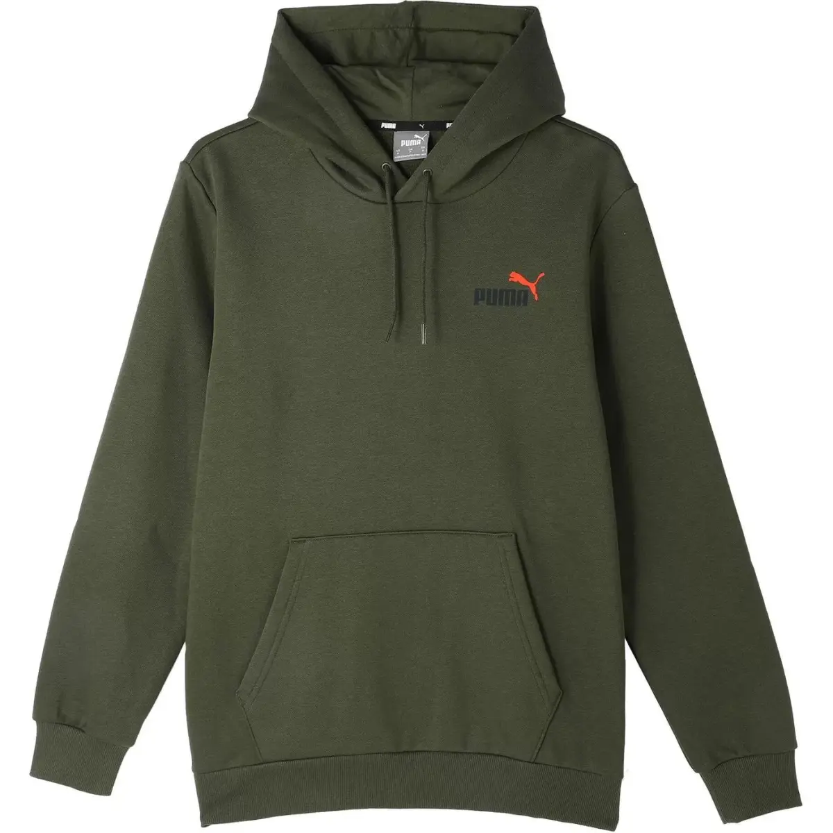 PUMA ESS+2 Col FW24 Vintage Casual Fleece Lined Drawstring Hooded Long Sleeved Sweatshirt Men's Dark Olive