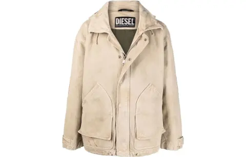DIESEL Jackets Men's Khaki Hooded (Non-detachable) Moderate Straight Fit