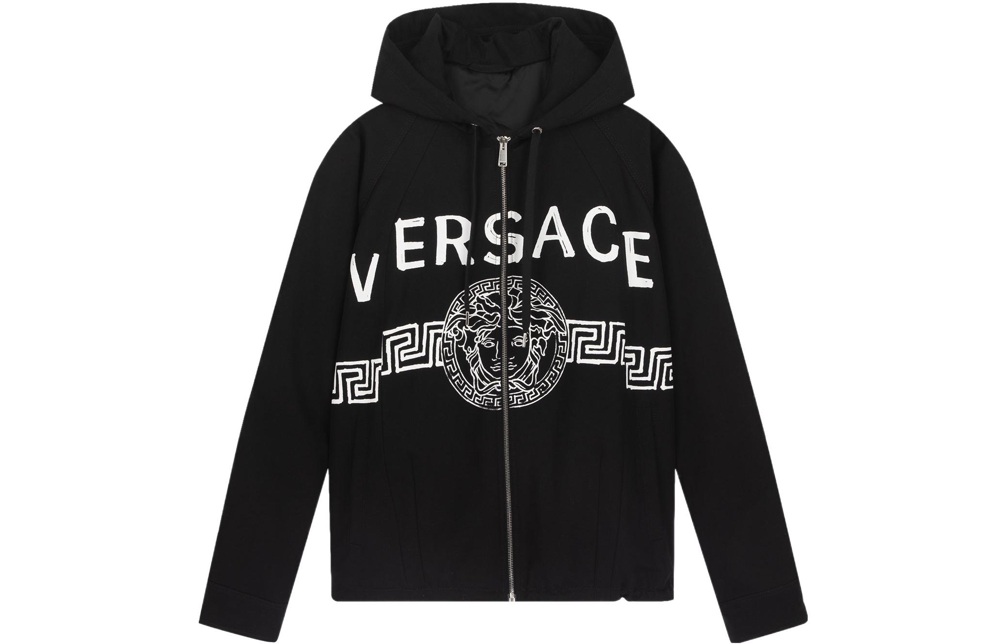 Мужская куртка Versace с капюшоном (черная)