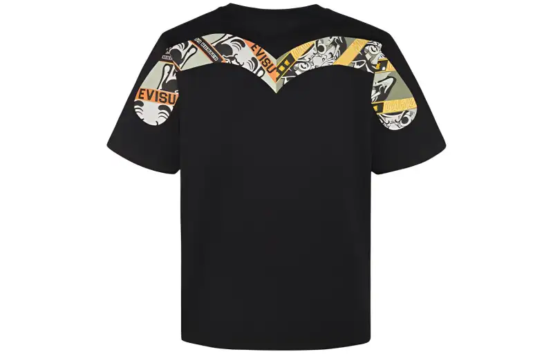 EVISU T Shirts Men's Black Crew Neck Moderate Straight Fit