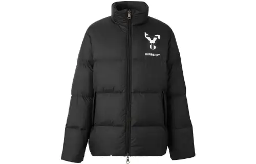 Burberry SS23 The Year Of The Rabbit Jackets Men's Black Stand Collar Moderate Reversible