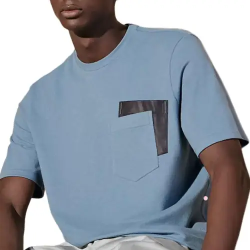 HERMES T Shirt Men's Light Gray Blue