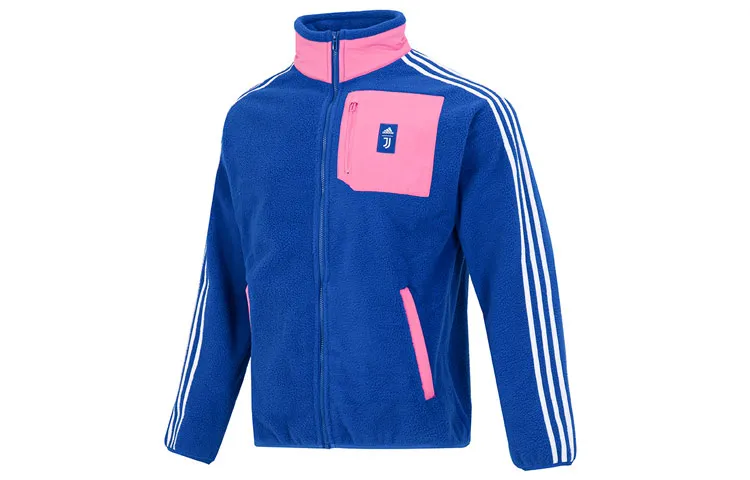 Adidas Jackets Men's Blue Stand Collar Moderate Straight Fit