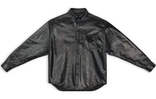 Balenciaga Embossed Bb Monogram Logo Leather Overshirt