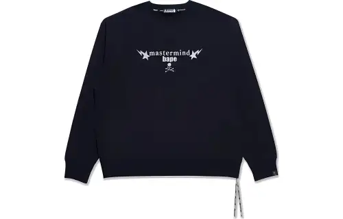 A BATHING APE X Mastermind JAPAN Mastermind JAPAN Collaboration Sweatshirts Unisex Black Crew Neck Moderate Regular