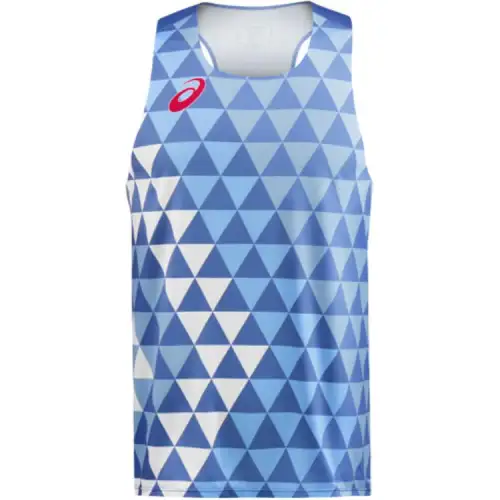 ASICS Tank Tops Men's Blue U Neck Moderate Racerback