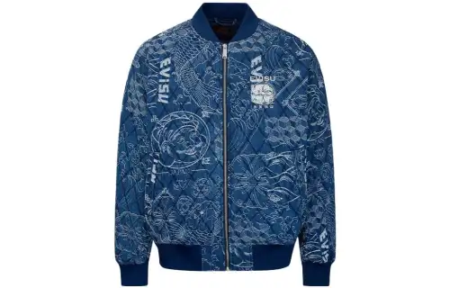 EVISU Jackets Men's Blue Baseball Collar Moderate Other