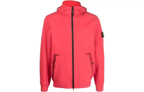 STONE ISLAND Logo Patch Hooded Zip-Up Jacket