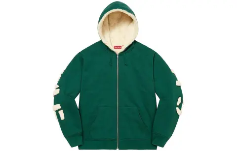 Supreme Faux Fur Lined Zip Up Hooded Sweatshirt