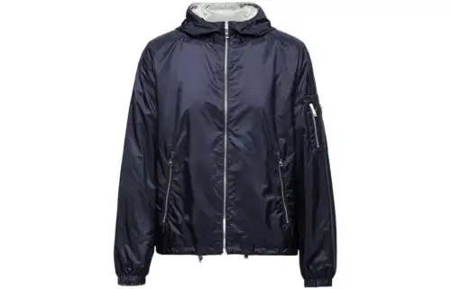 PRADA Jackets Men's Blue Hooded Moderate Other
