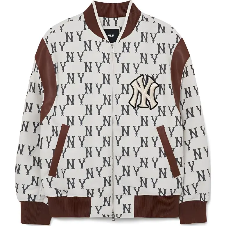 MLB Jackets Unisex Milk White Baseball Collar Moderate
