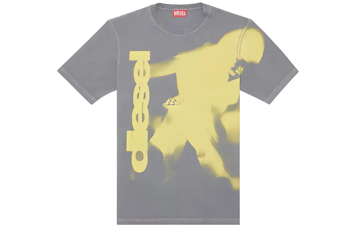 DIESEL T-Shirts Men's Gray Crew Neck Moderate