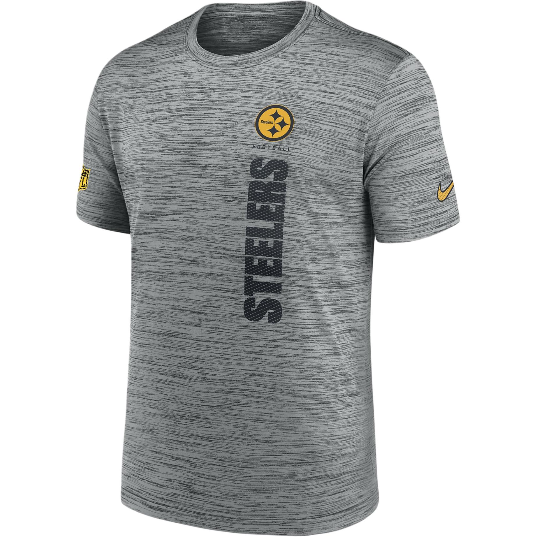 Nike X NFL Dri-FIT Pittsburgh Steelers sideline speed sweat-absorbent comfortable casual sports short-sleeved T-shirt men's heather gray