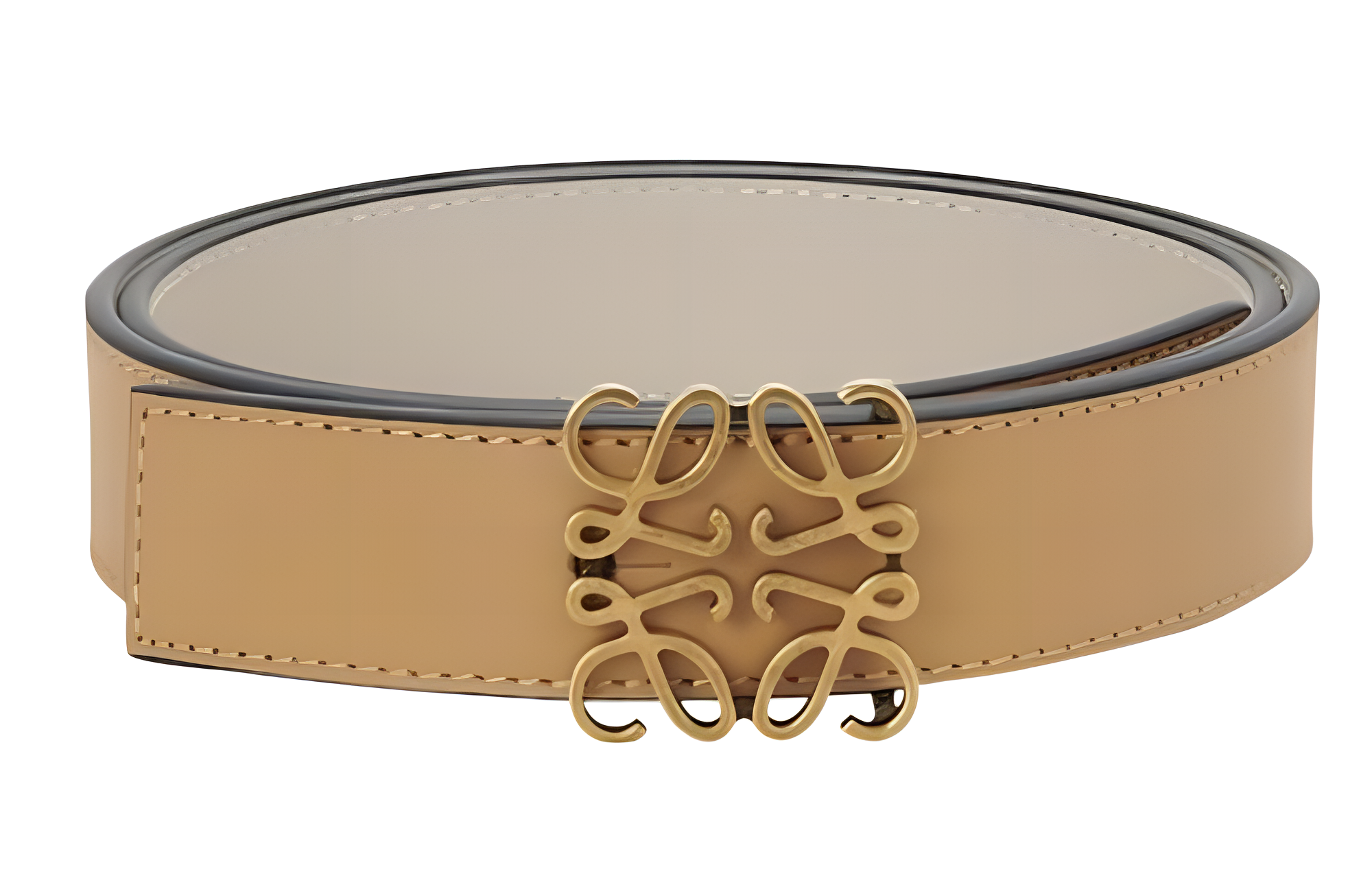 LOEWE Brand Logo Smooth Buckle Leather Belts Women's Brown Width 4CM