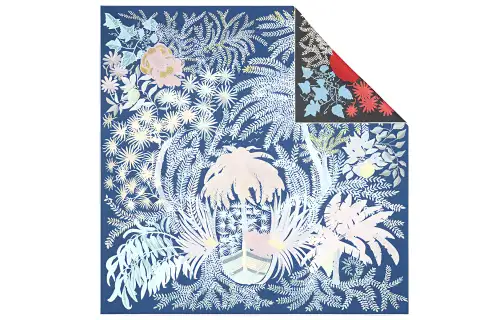 HERMES Silk Scarves Women's Light Marine Blue