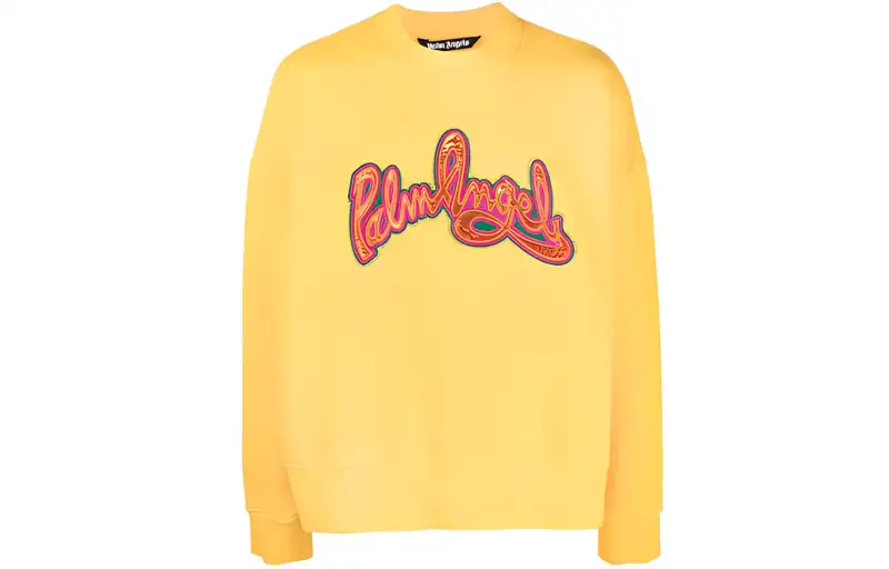 PALM ANGELS Sweatshirts Men's Yellow Crew Neck Moderate Regular