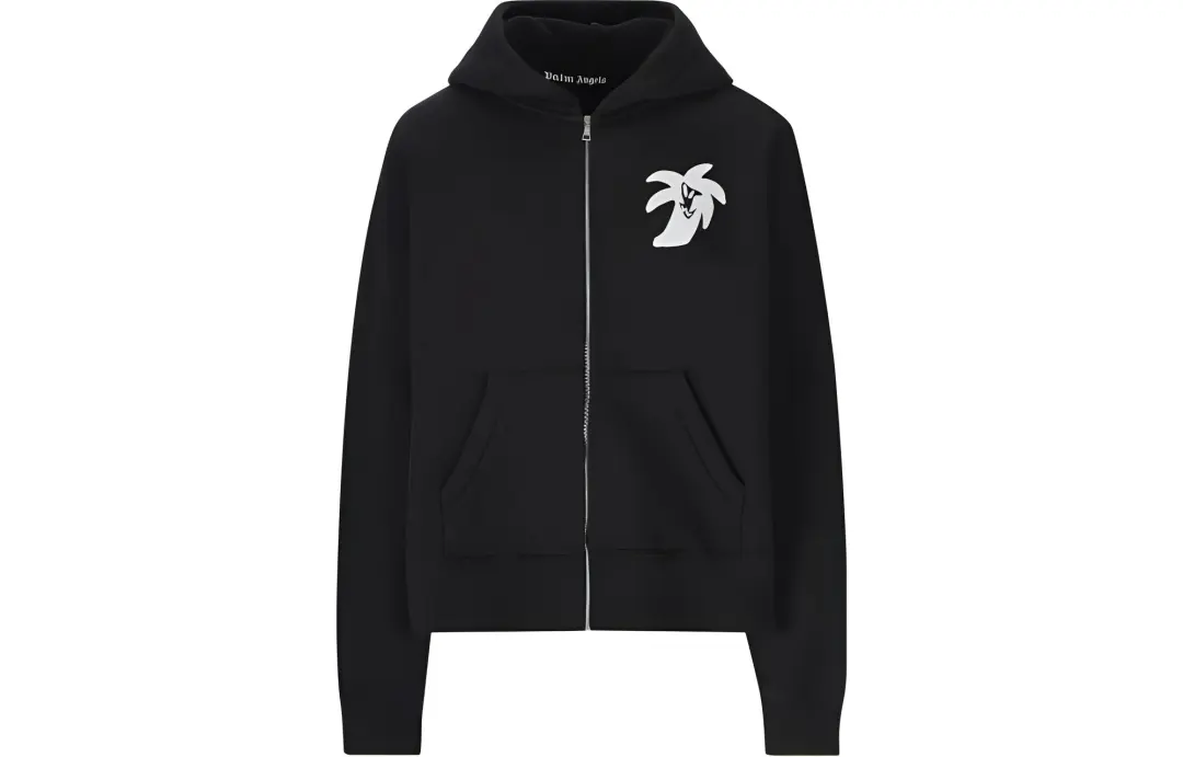Palm Angels logo-print zip-up hoodie
