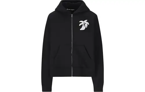 Palm Angels logo-print zip-up hoodie