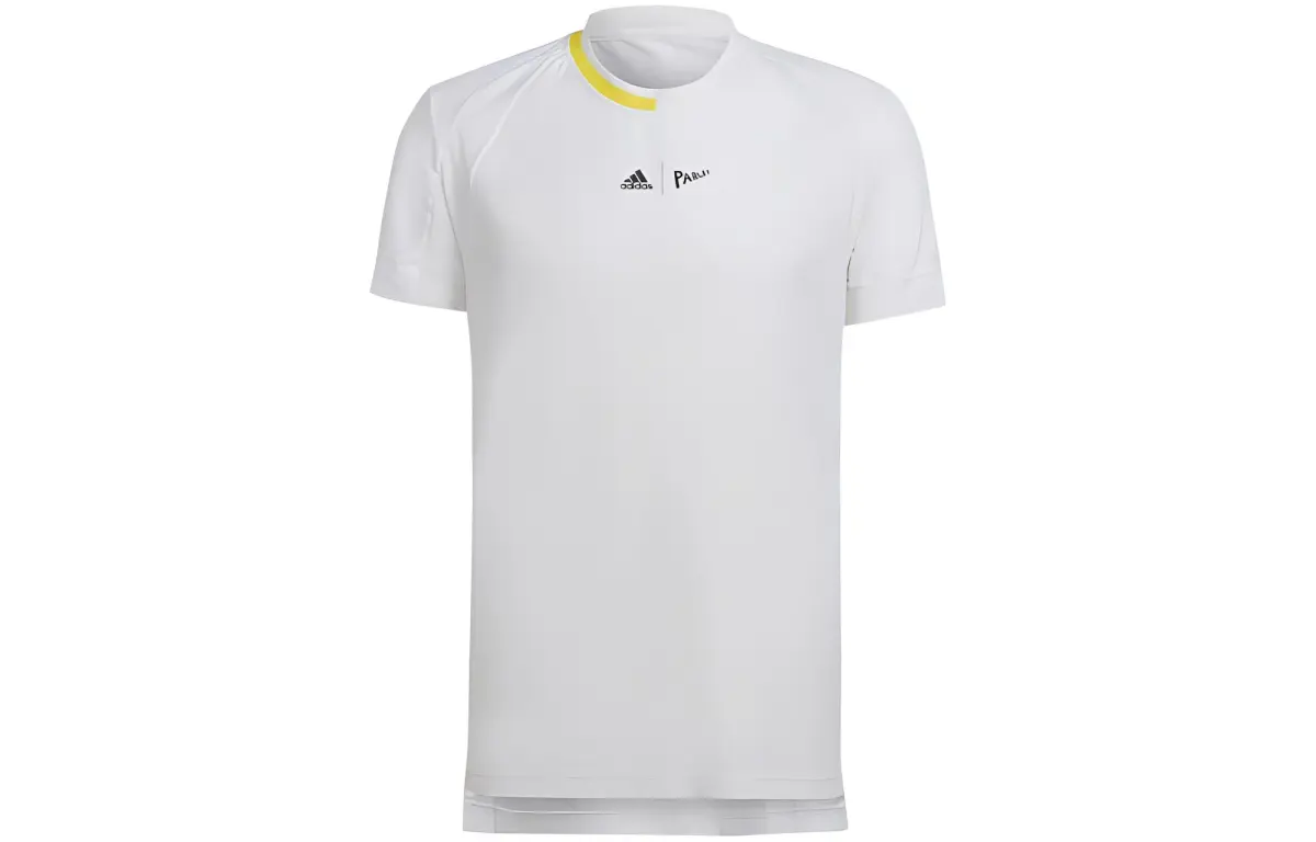 Adidas T-Shirts Men's White Crew Neck Moderate Straight Fit