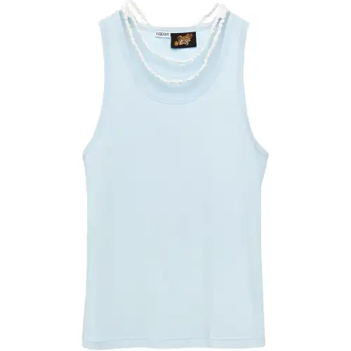 LOEWE Tank Tops Men's Blue Crew Neck Moderate Straight Fit