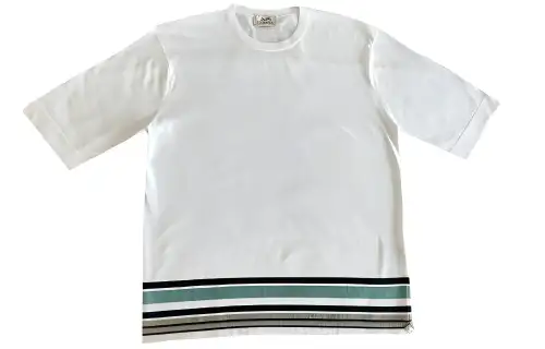 HERMES T Shirts Men's White Crew Neck Moderate Straight Fit
