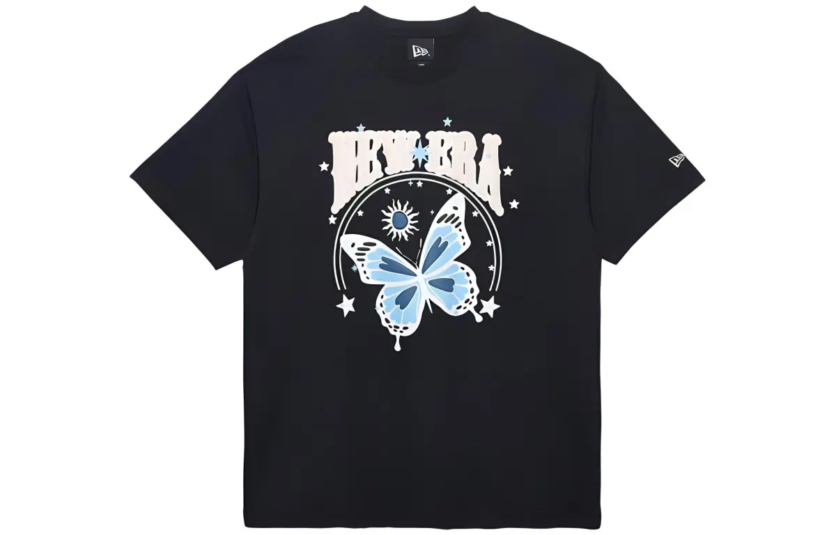 New Era T-Shirts Unisex Black Crew Neck Moderate