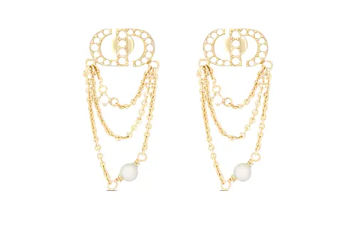 DIOR Metal, Resin, Pearl, Crystal Earrings Women's Gold
