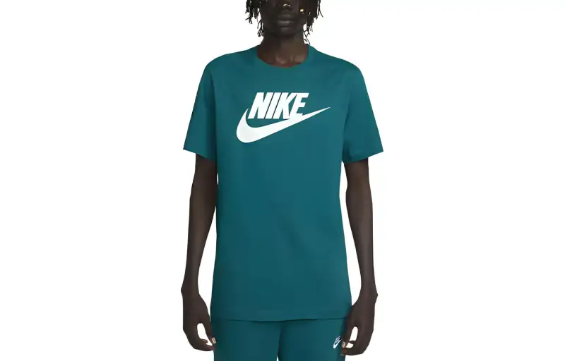 Nike T Shirts Men's Earthy Blue Crew Neck Moderate Straight Fit