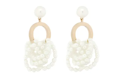 DIOR Metal, Resin Earrings Unisex White
