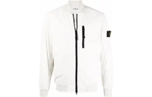 STONE ISLAND Jackets Men's White Stand Collar Moderate Other