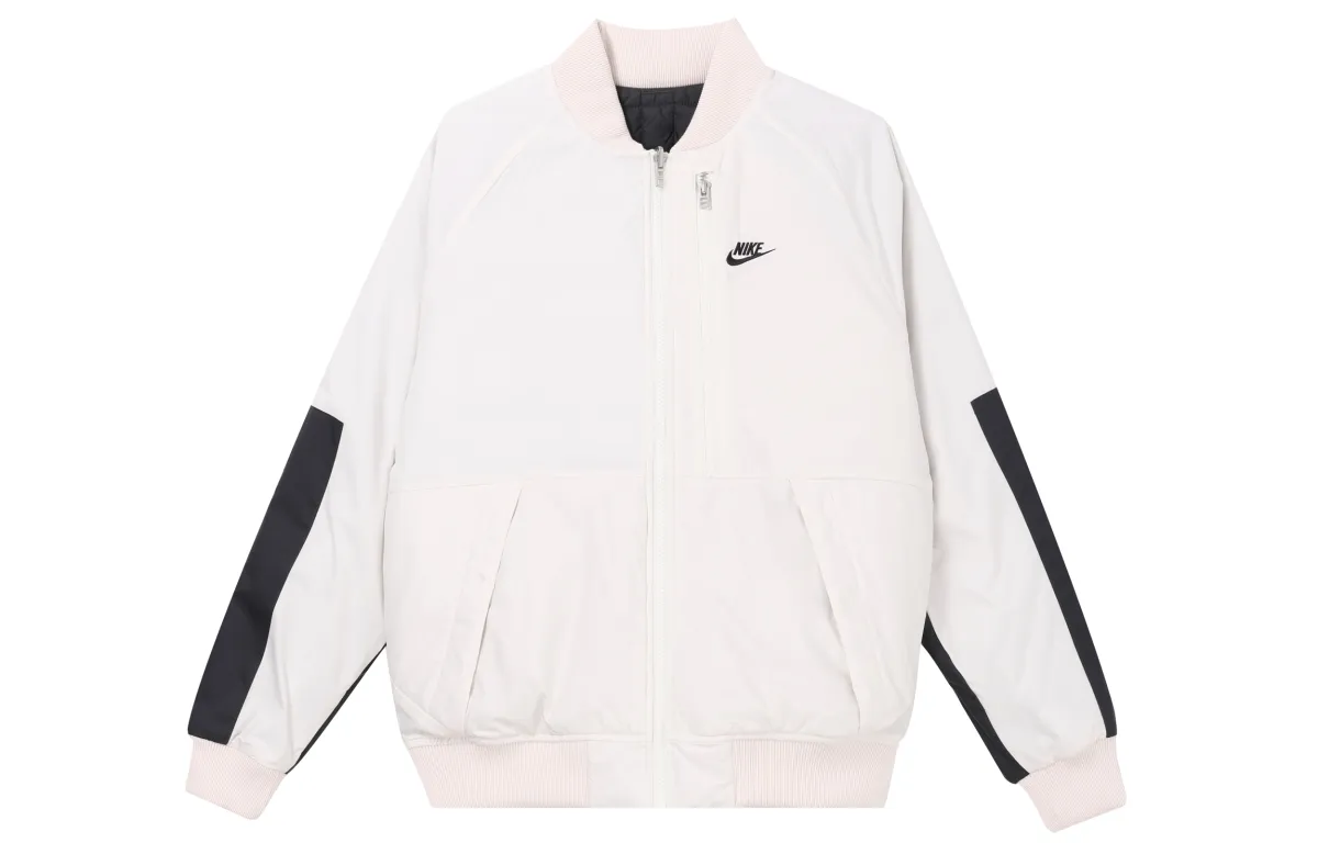 Nike Jackets Men's White Baseball Collar Moderate Straight Fit