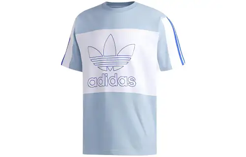 Adidas Originals T Shirts Men's Blue Crew Neck Moderate Straight Fit