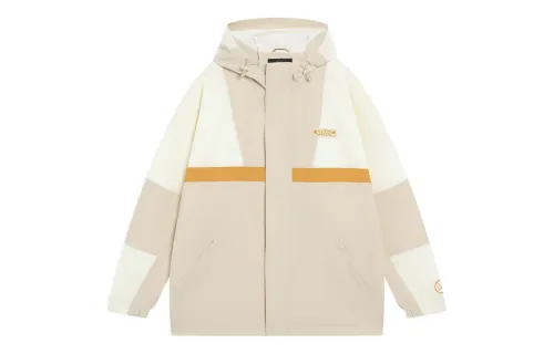 LiNing Li Ning Wade Series Wade Series Contrast Color Splicing Design Letter Print Loose Zipper Hooded Long Sleeve Windbreaker Jacket Men's Cream White