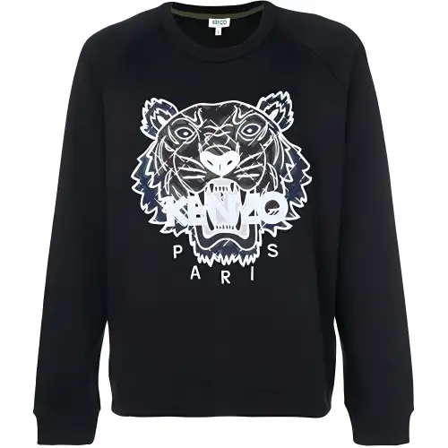 KENZO Sweatshirts Men's Black Crew Neck Moderate Regular