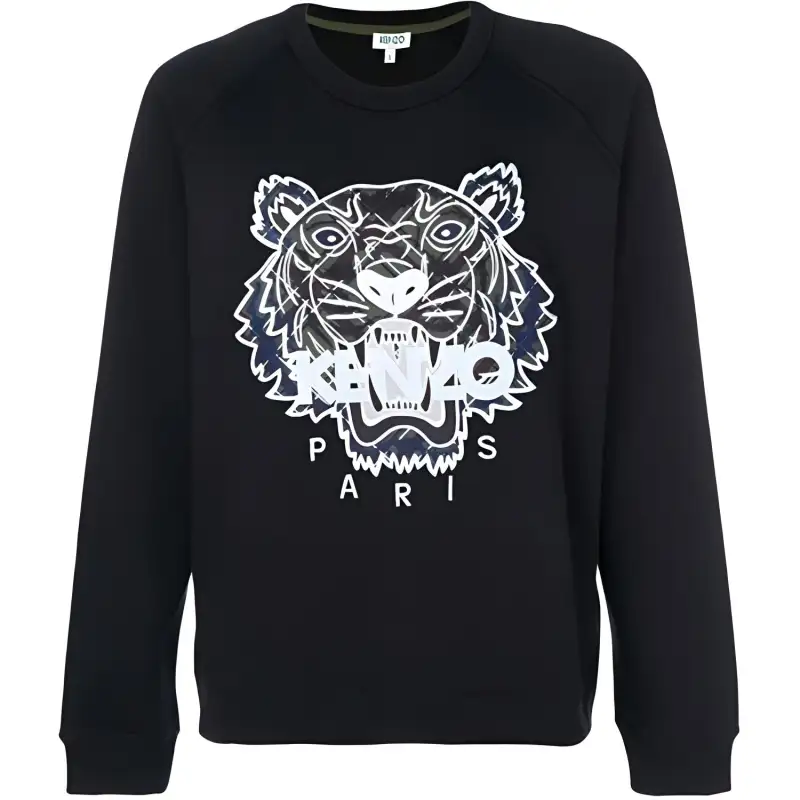 KENZO Sweatshirts Men's Black Crew Neck Moderate Regular
