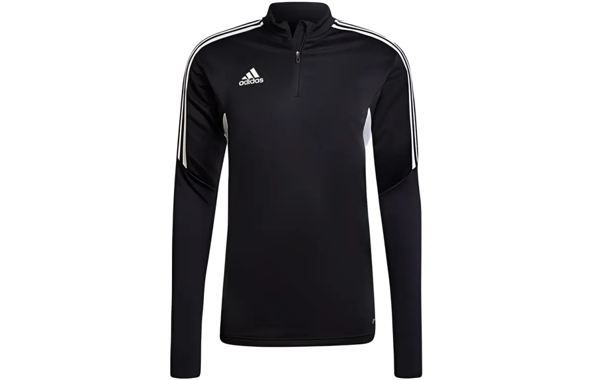 Adidas T-Shirts Men's Black Stand Collar Moderate Straight Fit