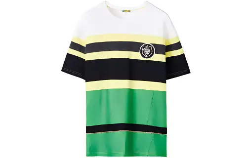 LOEWE T Shirts Men's White Green Multicolor Crew Neck Moderate Straight Fit