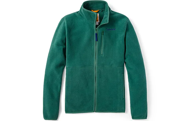 Timberland Fleece Tops Men's Medium Green Stand Collar Moderate Other
