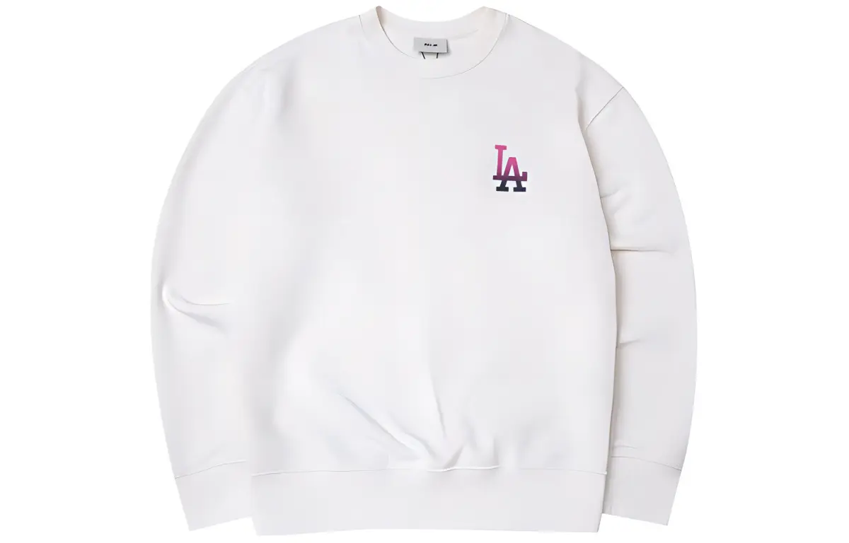 MLB Los Angeles Dodgers Sweatshirts Unisex Cream Crew Neck Moderate Straight Fit
